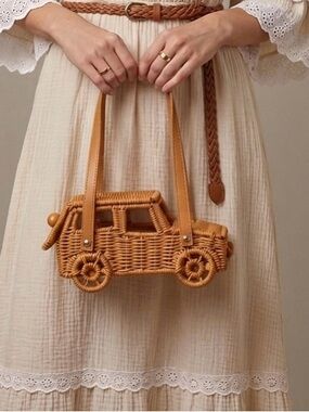 Tommy Bahama TikTok Viral Wicker Jeep Shaped Vintage Inspired Purse Handbag NWT